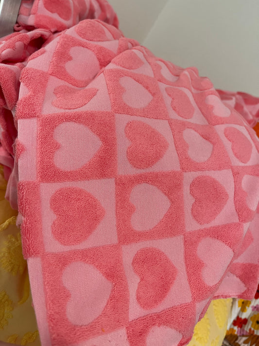 Back order- Love hearts-Jacquard cotton terry towel fabric arrives end October