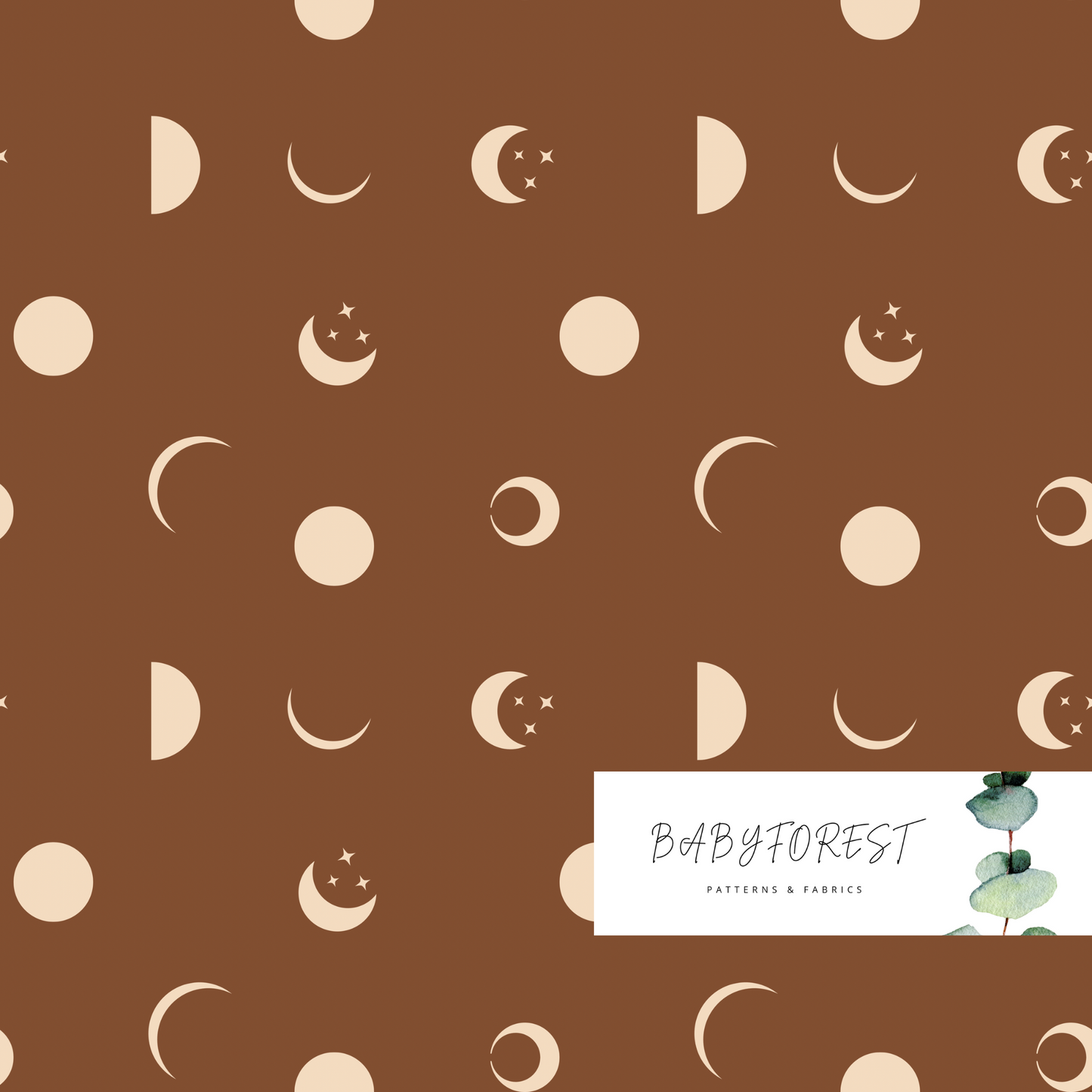 Brown moon seamless pattern